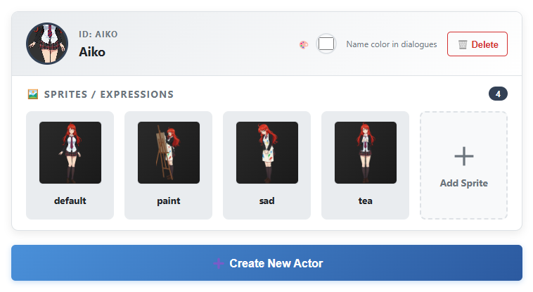 Actors Creation System